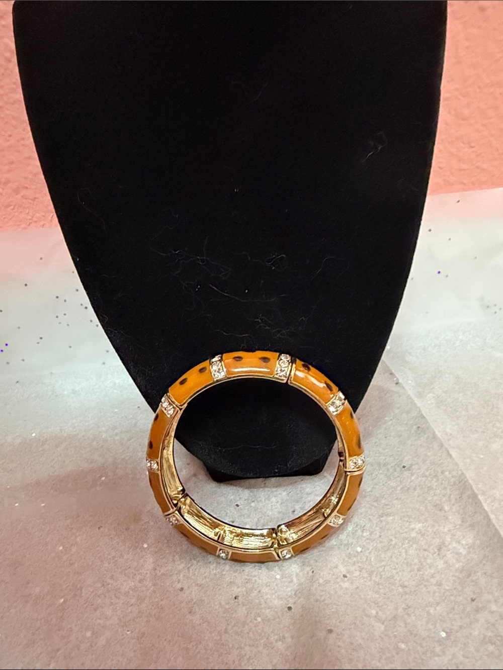 Park Lane Gold-Tone Bangle with Amber Enamel and Crystal Bands
